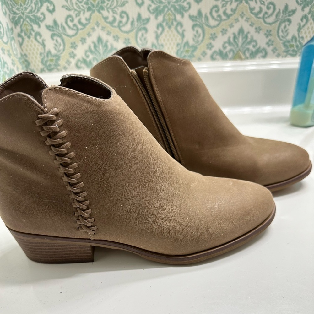 Very Volatile Tan Ankle Booties with Braided Detail